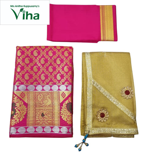 Sinopia Red Combination of Antique Brass Apoorva Silk Saree