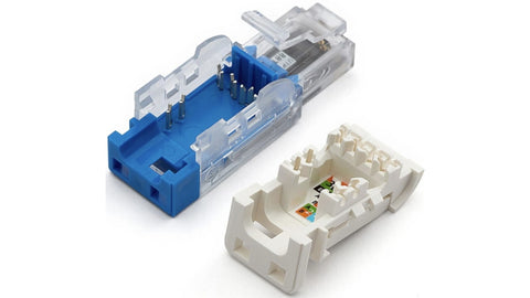 Cat6A Unshielded Field Termination Plug.  Notice the IDC termination prongs.