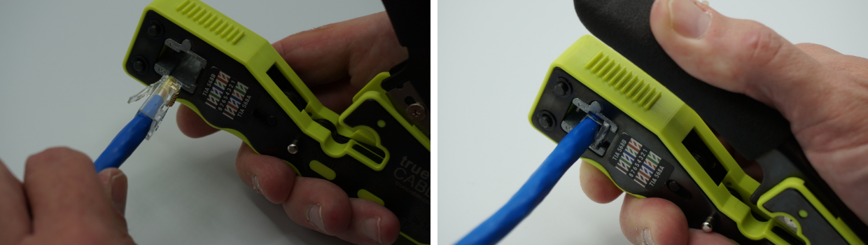 Use light pressure to insert and hold the cable. Cycle the handle fully down.