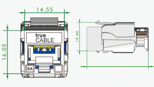 Standards based dimensions are highlighted in green and defined by IEC