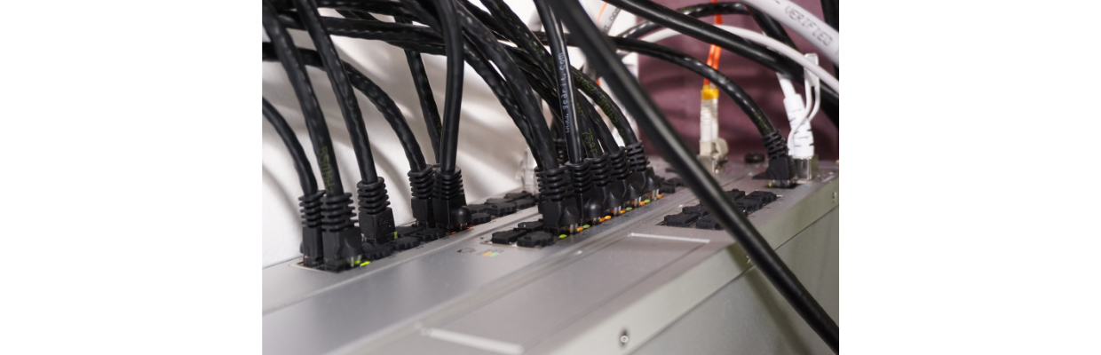 The patch cables connect from the keystone jacks into a network switch…each run gets its own dedicated switch port