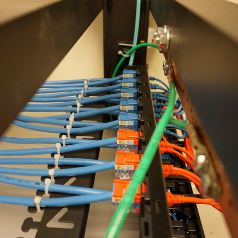 Top view of patch panel.  This is a keystone patch panel.