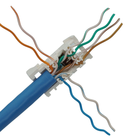 cat6a unshielded field term plug, Front pairs inserted into slots