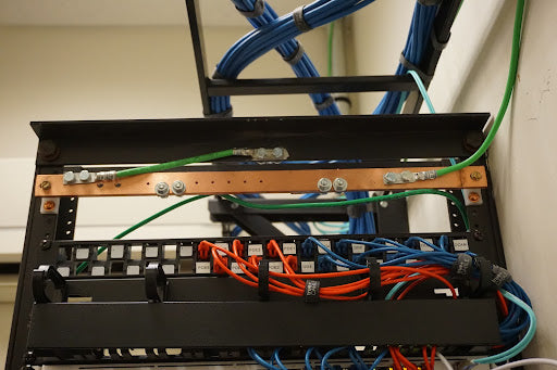 Rack busbar on a 24U Patch Panel