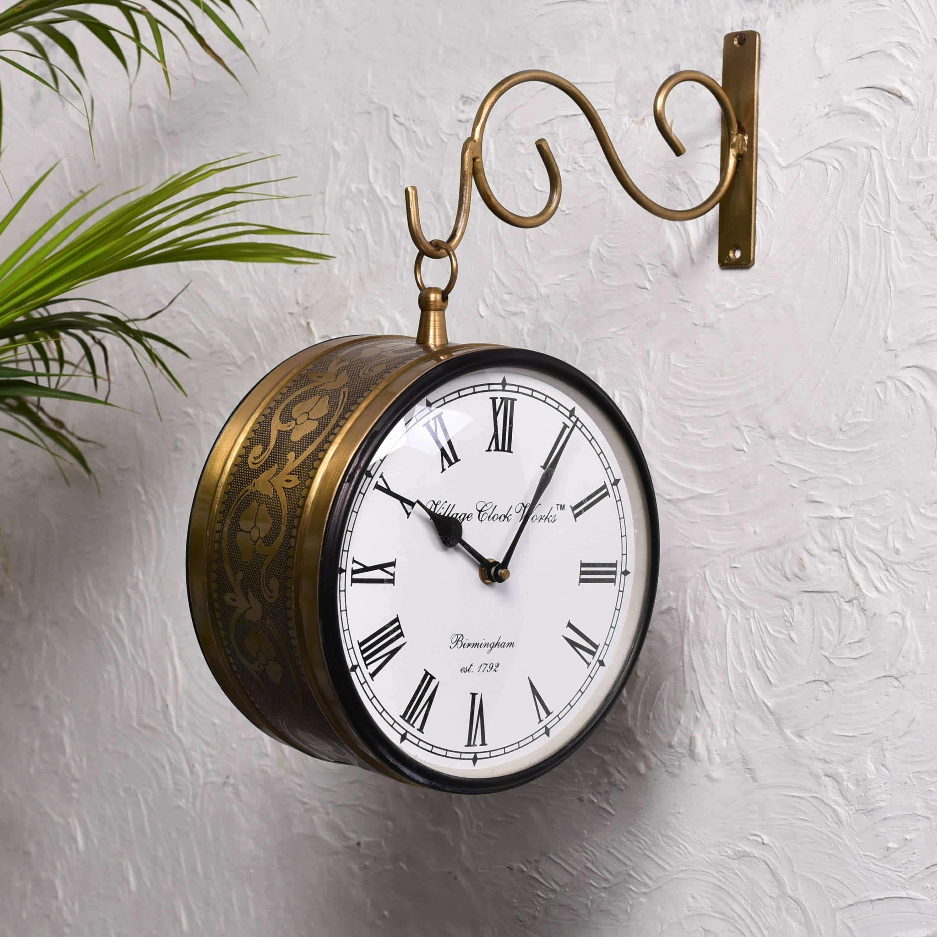 Image of Vintage Style Double-Sided Hanging Clock