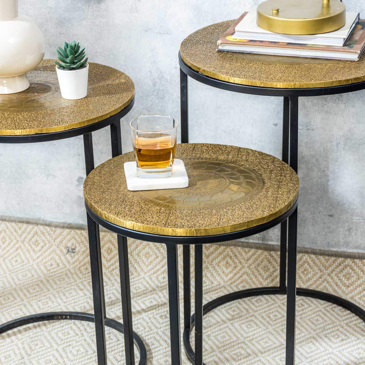 Image of Golden Brass Round Side Tables