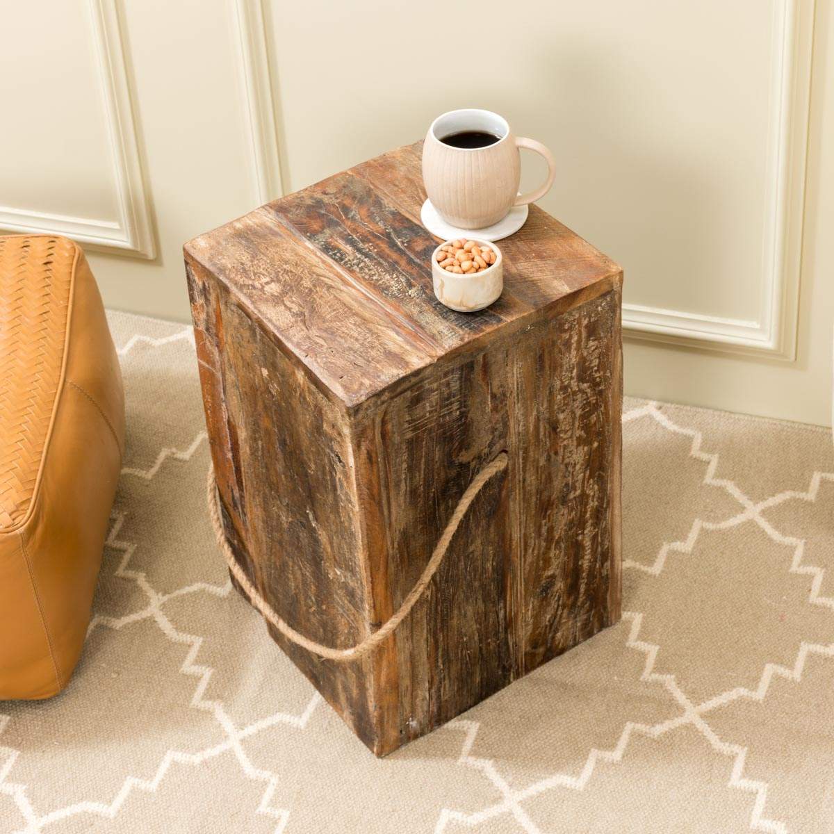 Image of Reclaimed Wood Block Side Table - Small