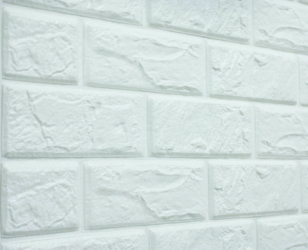  3D  White Brick  Foam  Wallpaper  Tiles Panels Peel Stick 
