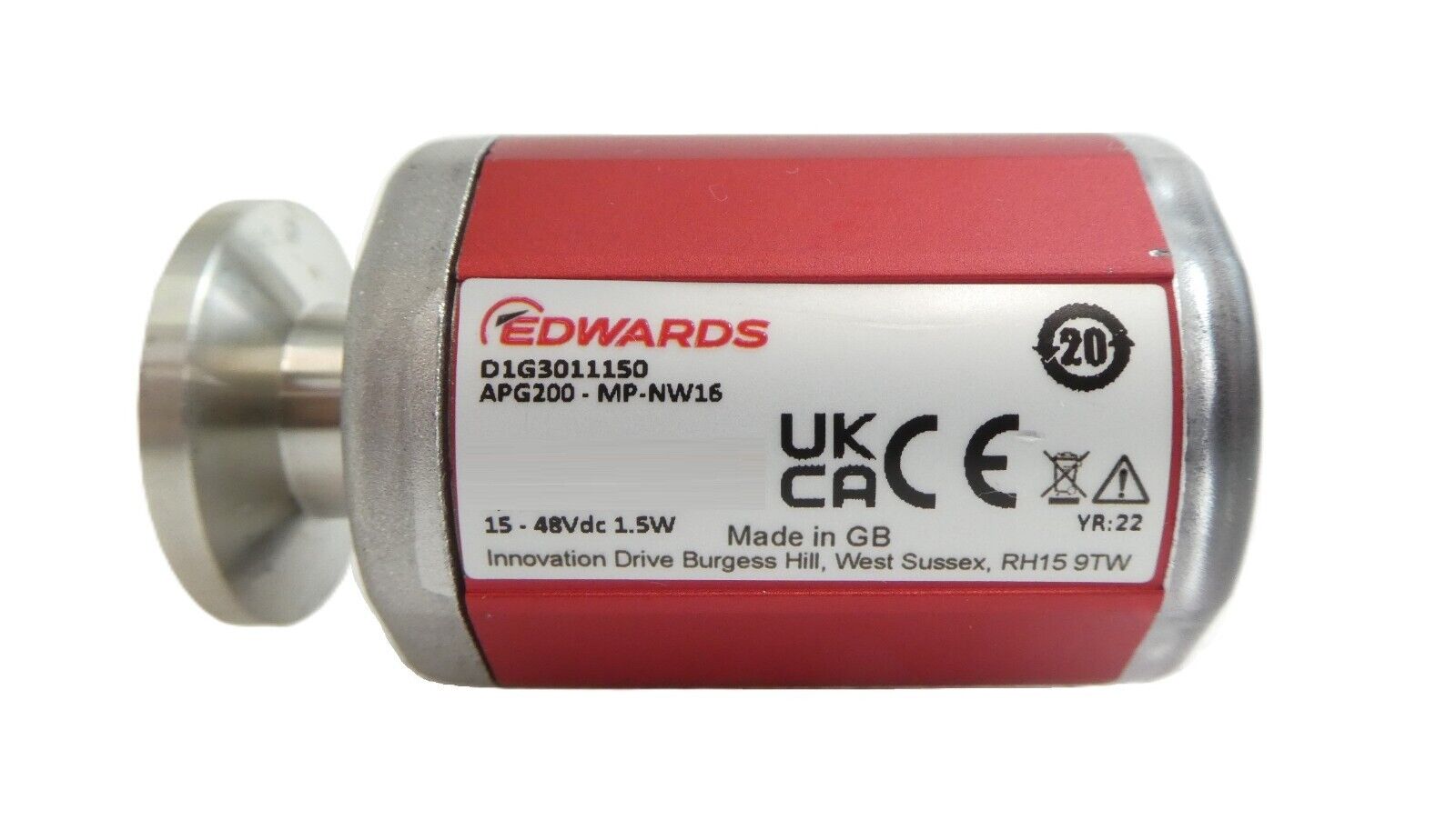 Edwards APG200-MP-NW16 Active Pirani Vacuum Gauge D1G3011150 Working Surplus