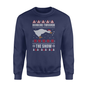 Honking Through The Snow Ugly Christmas Sweater funny sweatshirt gifts christmas ugly sweater for men and women