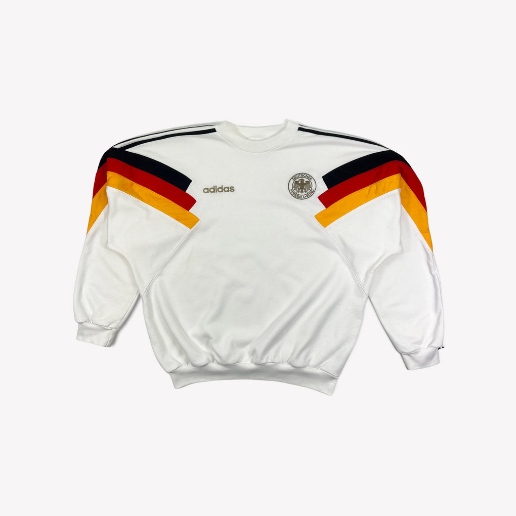 Foto Sabueso esposa RARE White 90s Adidas Germany Embroidered Colour Block Sweatshirt (L/X – 28  Vintage