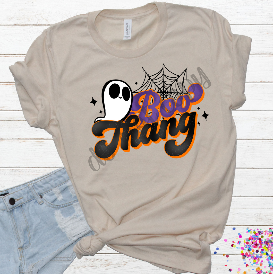 Boo Thang Ghost With Spider Web Transfer – Small Town Shirt Shack