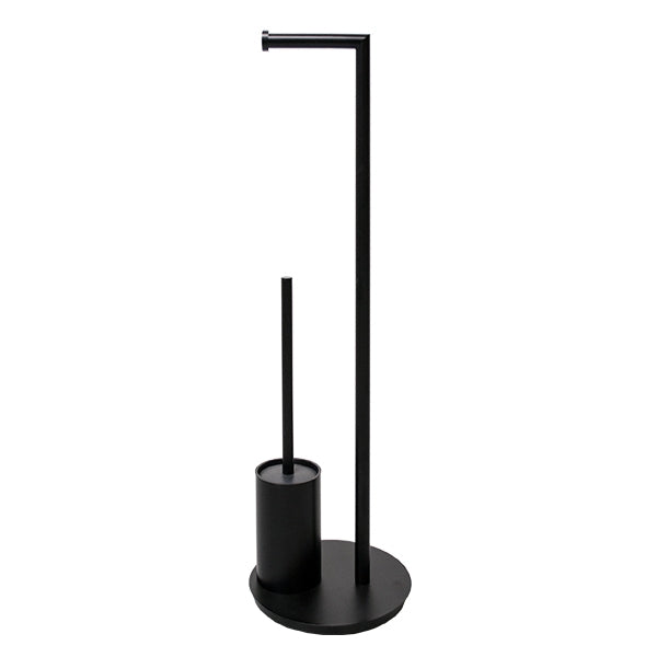 black freestanding toilet roll holder