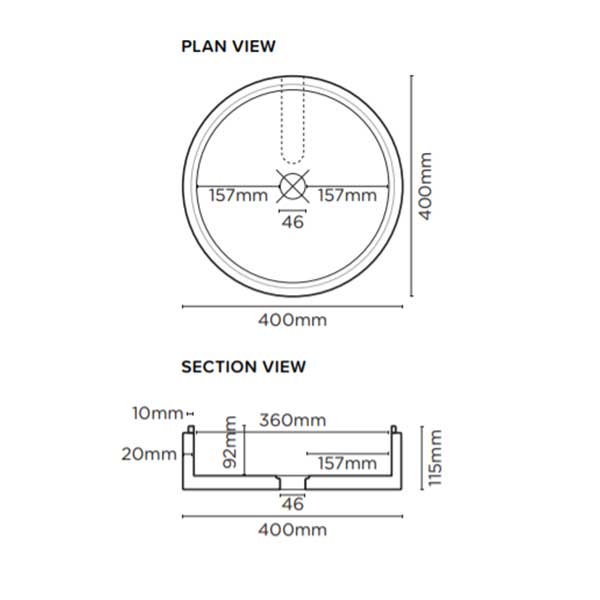 Nood Co Stepp Circle Basin Surface Mount Technical Drawing - The Blue Space