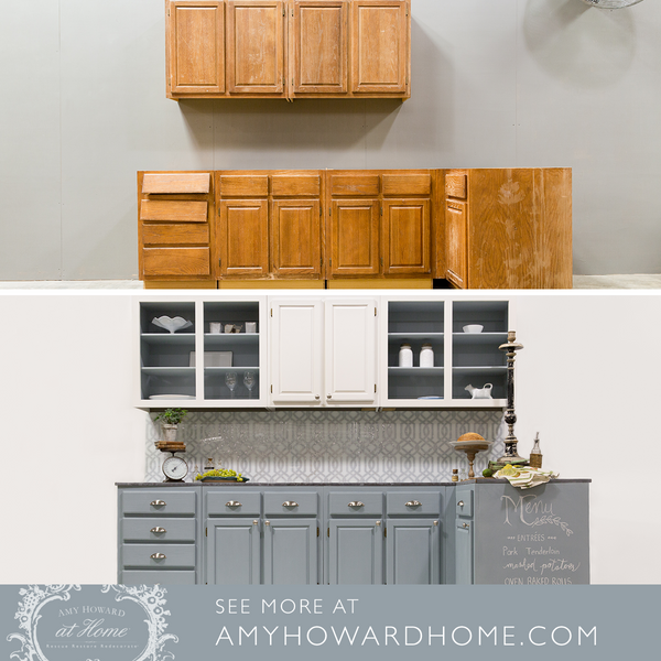 This easy, step-by-step DIY kitchen cabinets tutorial is such an easy way to makeover your kitchen. All you need is Cleaning Solution, Amy Howard at Home’s One Step Paint, and wax! See our DIY kitchen cabinet tutorial here.