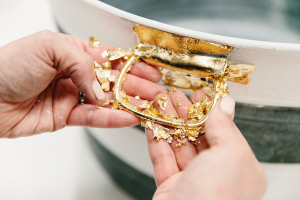 Gilding is an easy, quick way to give new life to your hardware, whether it’s on a dresser, cabinets, or a decorative piece with knobs or knockers.