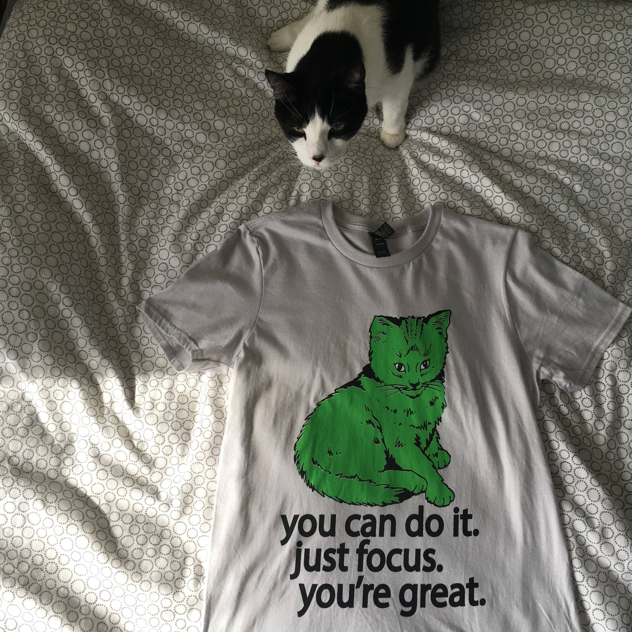 Focus Cat T Shirt Green Cat