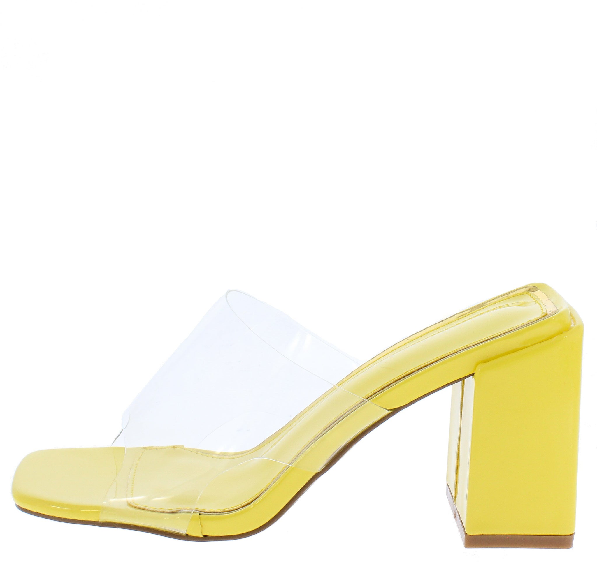 Gloria218 Yellow Lucite Open Toe Mule 