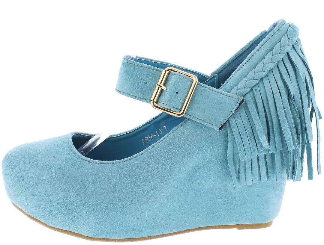 Aria10 Light Blue Suede Braid Fringe 