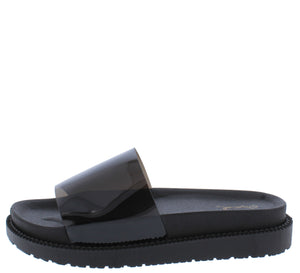 chunky black flat sandals