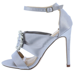 open toe heels silver