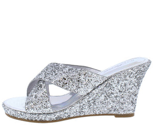 silver glitter wedges