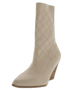 nude stacked heel