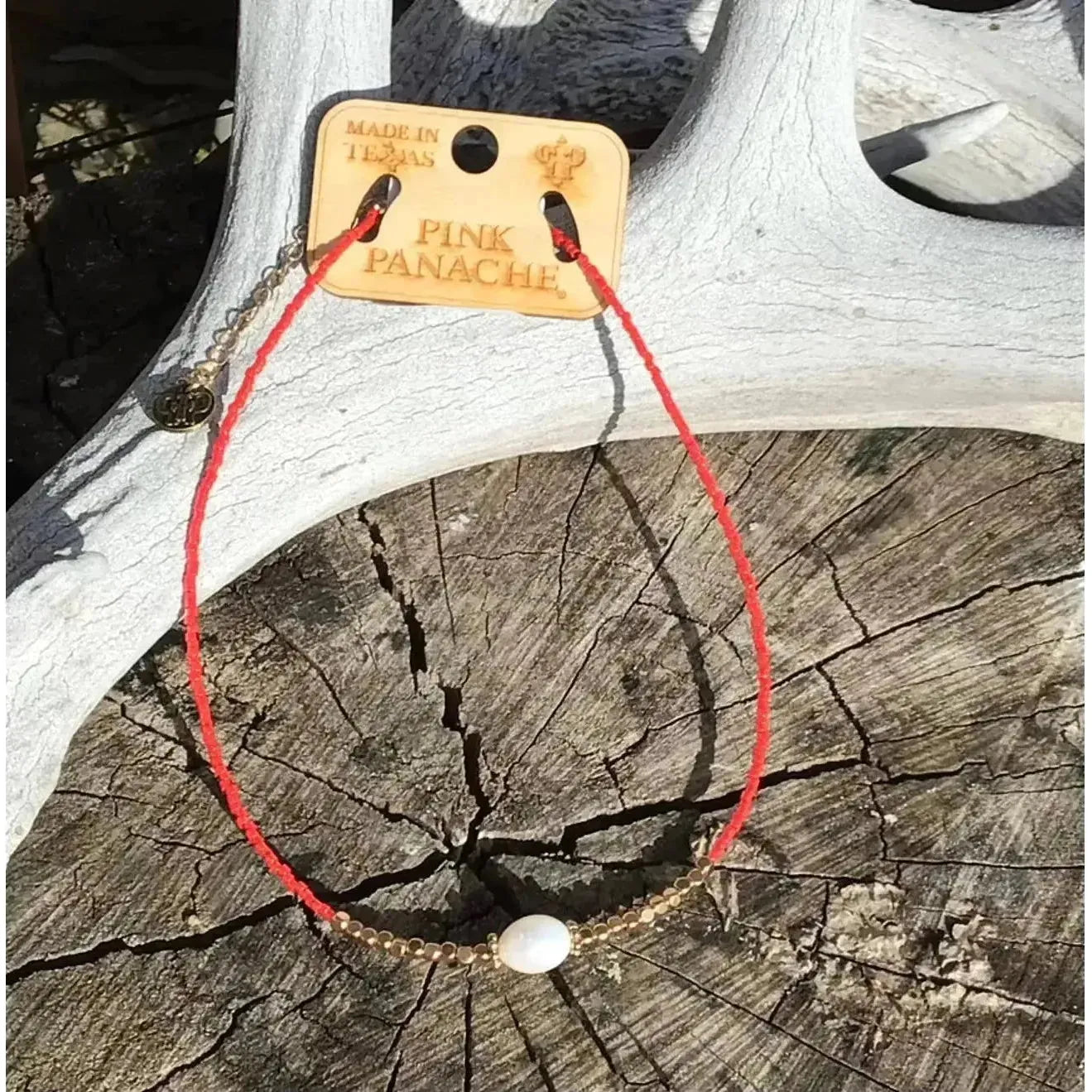 Pink Seed Bead Necklace with Pearl