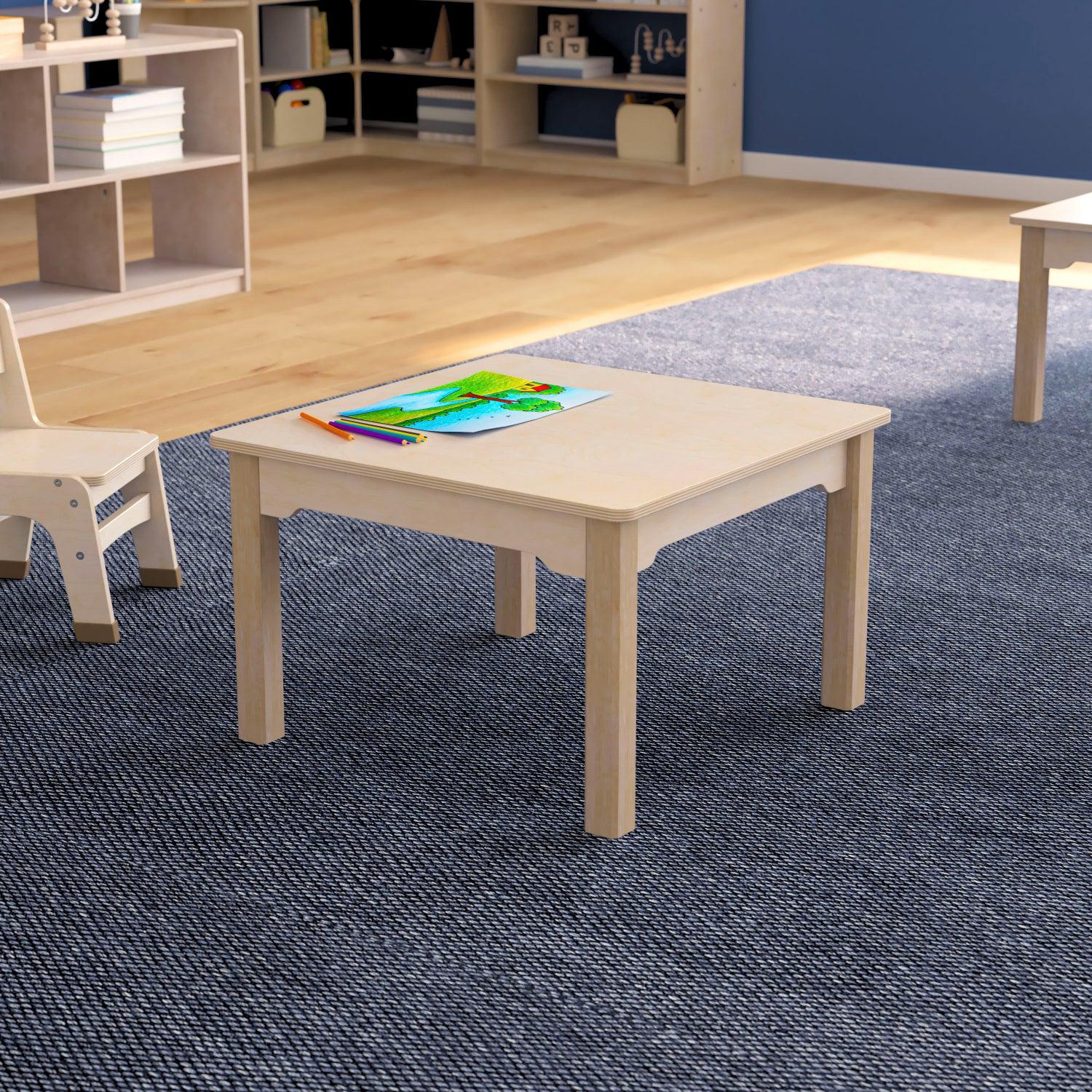 Bright Beginnings Commercial Grade Wooden Square Preschool Classroom Activity Table, 23.5"W x 14.5"H, Beech