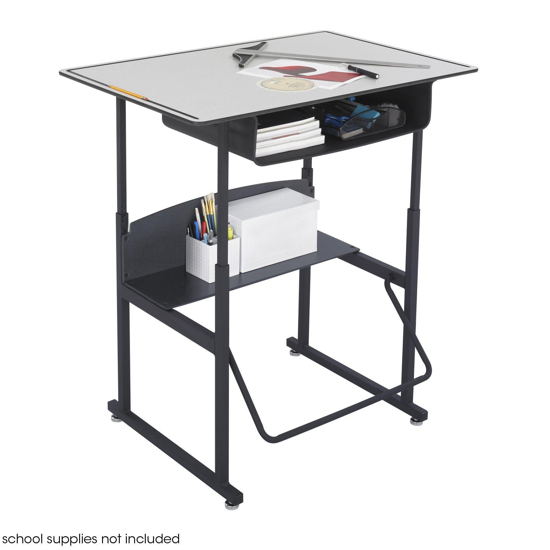 AlphaBetter® Adjustable-Height Stand-Up Desk, 36 x 24" Premium Top, Book Box and Swinging Footrest Bar, FREE SHIPPING