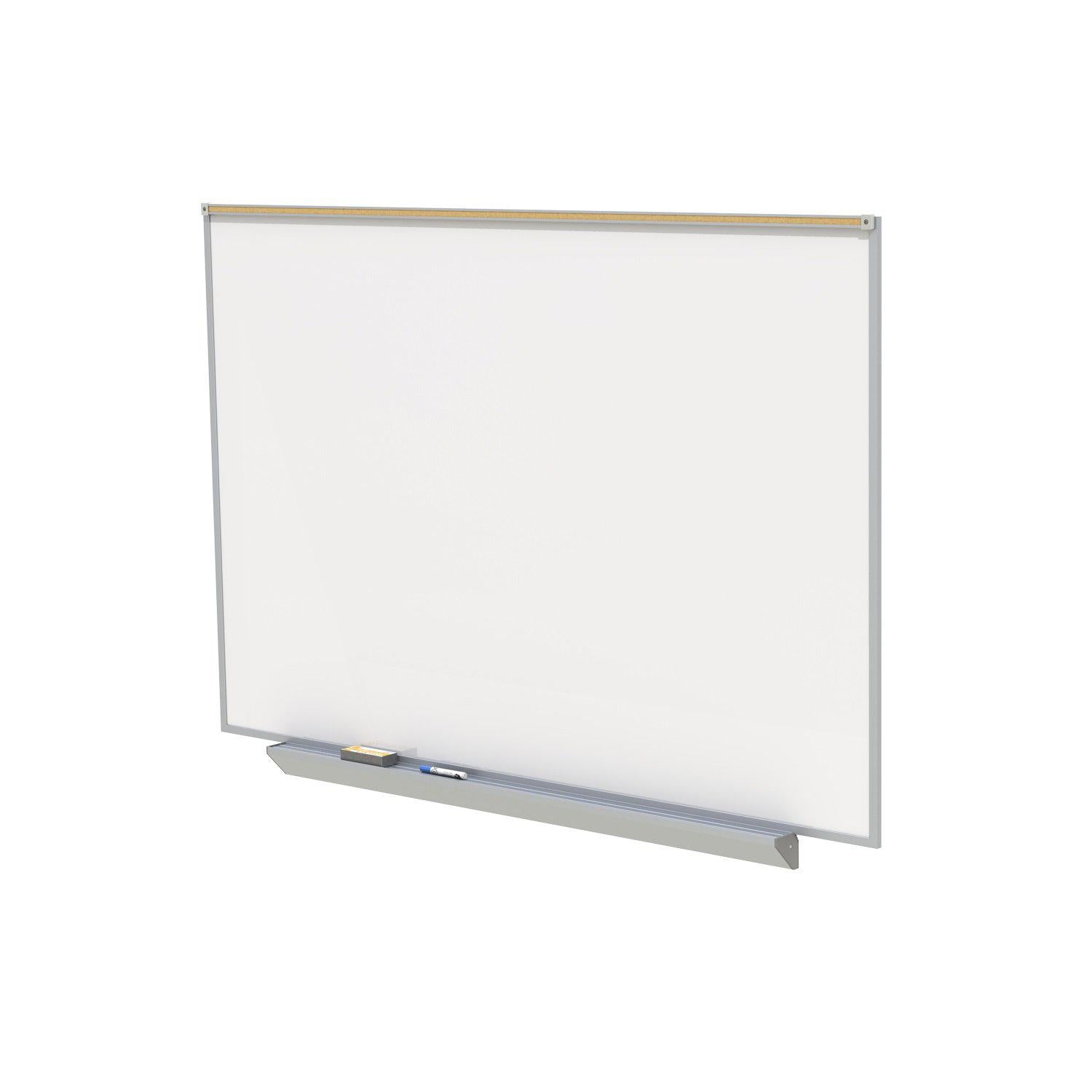 Proma Magnetic Porcelain Projection Whiteboard/Markerboard with Maprail, 4' W x 6' H