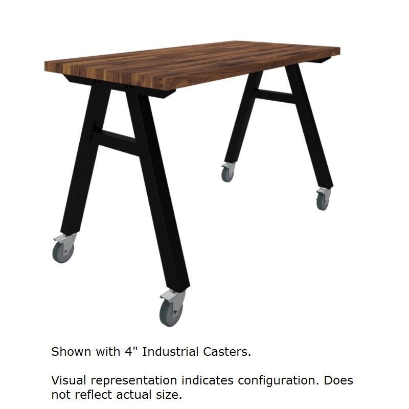A-Frame Series Mobile Table, Walnut Butcherblock Top, 96" W x 42" D x 36" H