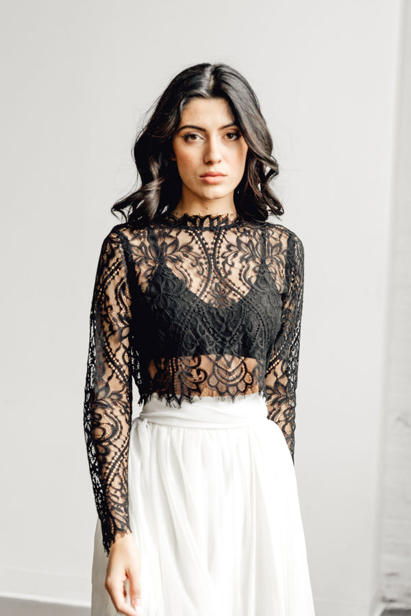 WILLOW Black Lace Crop Top