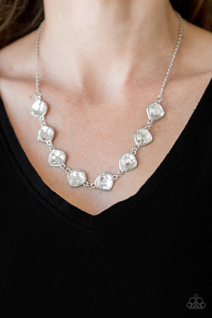 Paparazzi The Imperfectionist - White - Glassy Gems - Necklace & Earri ...