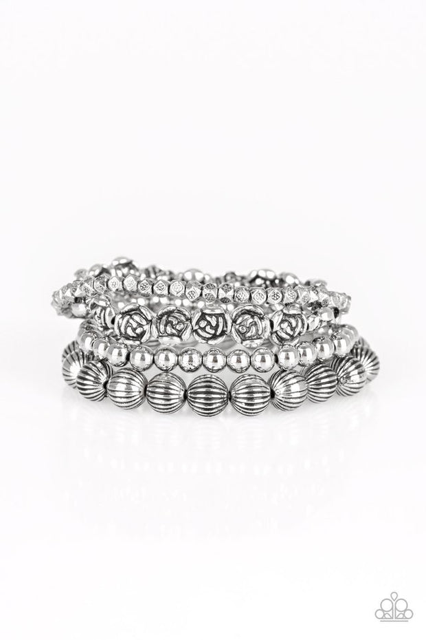 Paparazzi Rose Garden Gala - Silver Stretch Bracelets ...