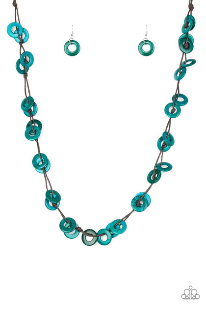 Paparazzi Waikiki Winds - Blue - Wooden Necklace and matching Earrings ...