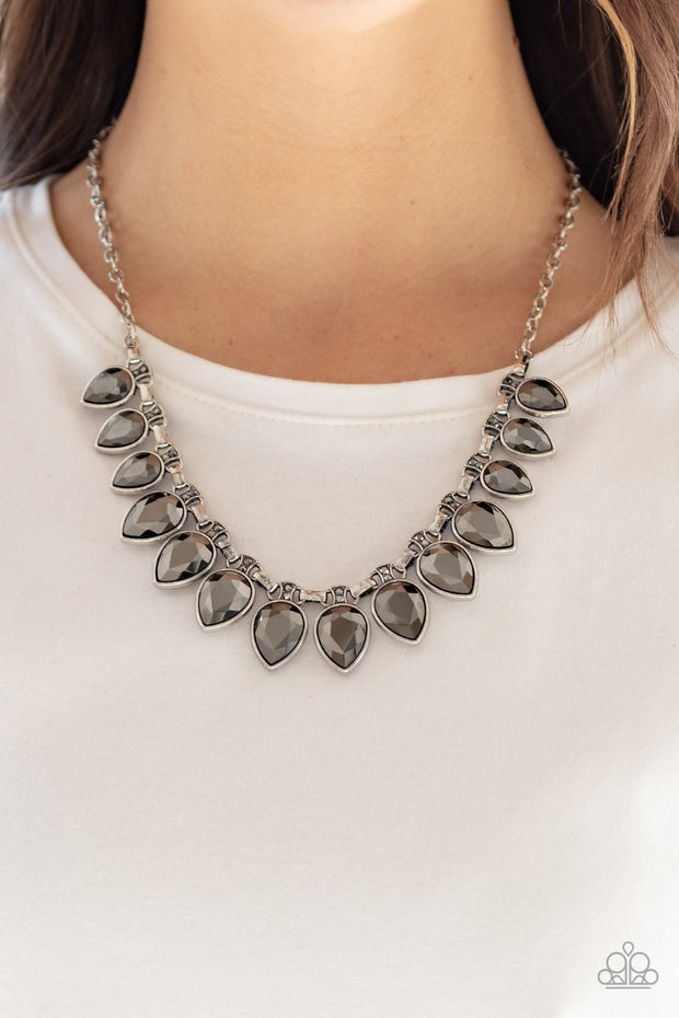 Paparazzi FEARLESS is More - Silver - Hematite Rhinestones - Necklace ...