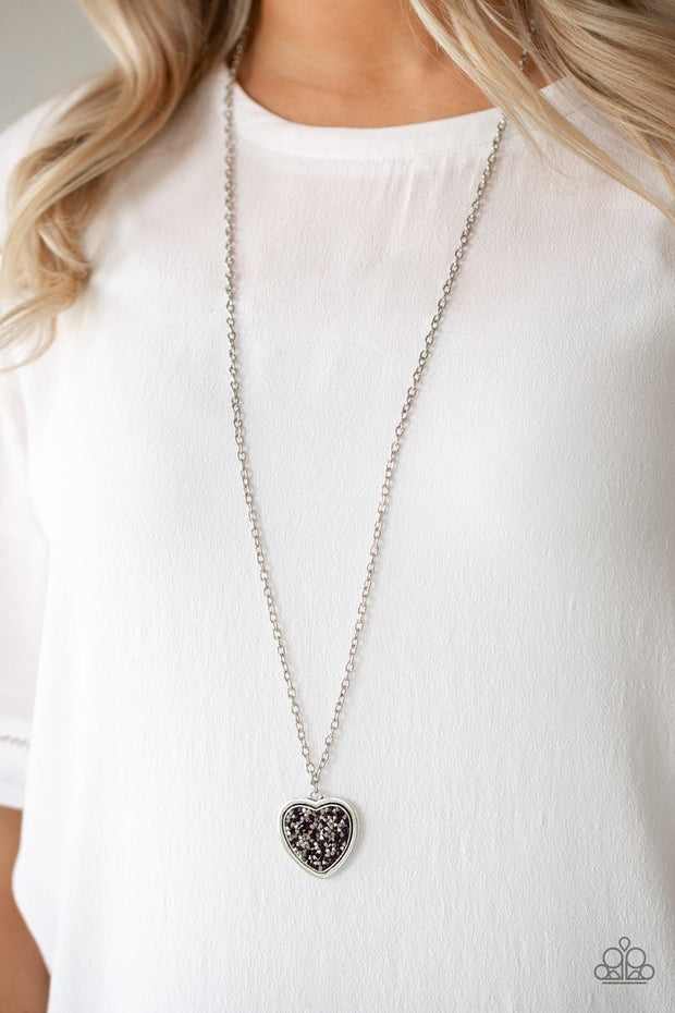 Paparazzi Heart of SPARKLE - Purple Rhinestone - Silver Chain Necklace ...