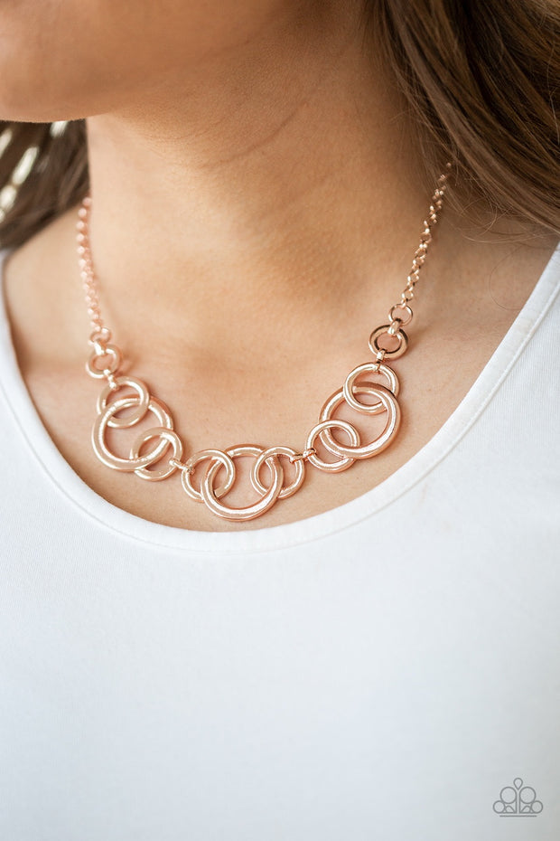 Paparazzi Going In Circles - Rose Gold Necklace ...