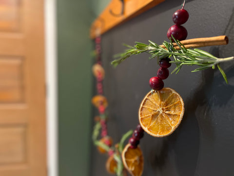 DIY Dried Orange and Faux Cranberry Garland
