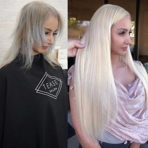 KOVI hair extension transformation before and after