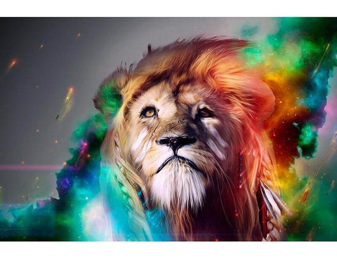 lion smoke colorful diamond painting diy