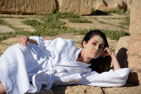 having a spa day in Sbeitla Tunisia with Katari Argil green clay masque