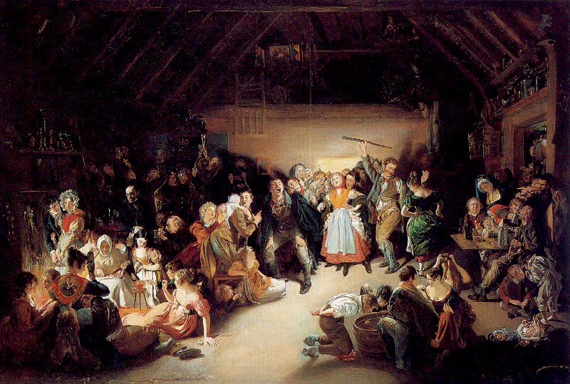 painting of Irish peasants dancing in a tavern