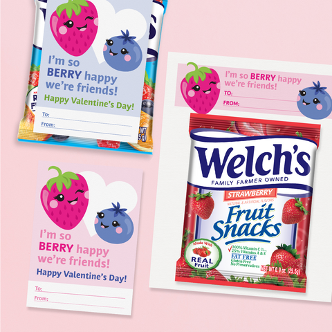 Fruit Snack Valentine cards for Kids