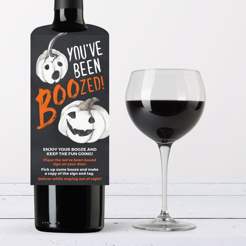 You've Been Boozed wine bottle tag for Halloween