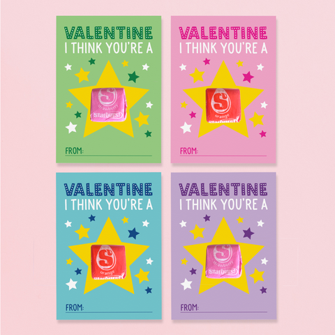 Printable starburst Valentine's Day cards for kids