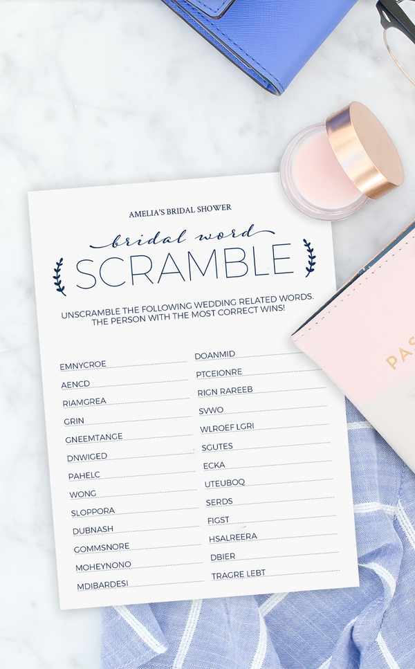 Navy Bridal Shower Games Template | Emoji Pictionary – ARRA Creative