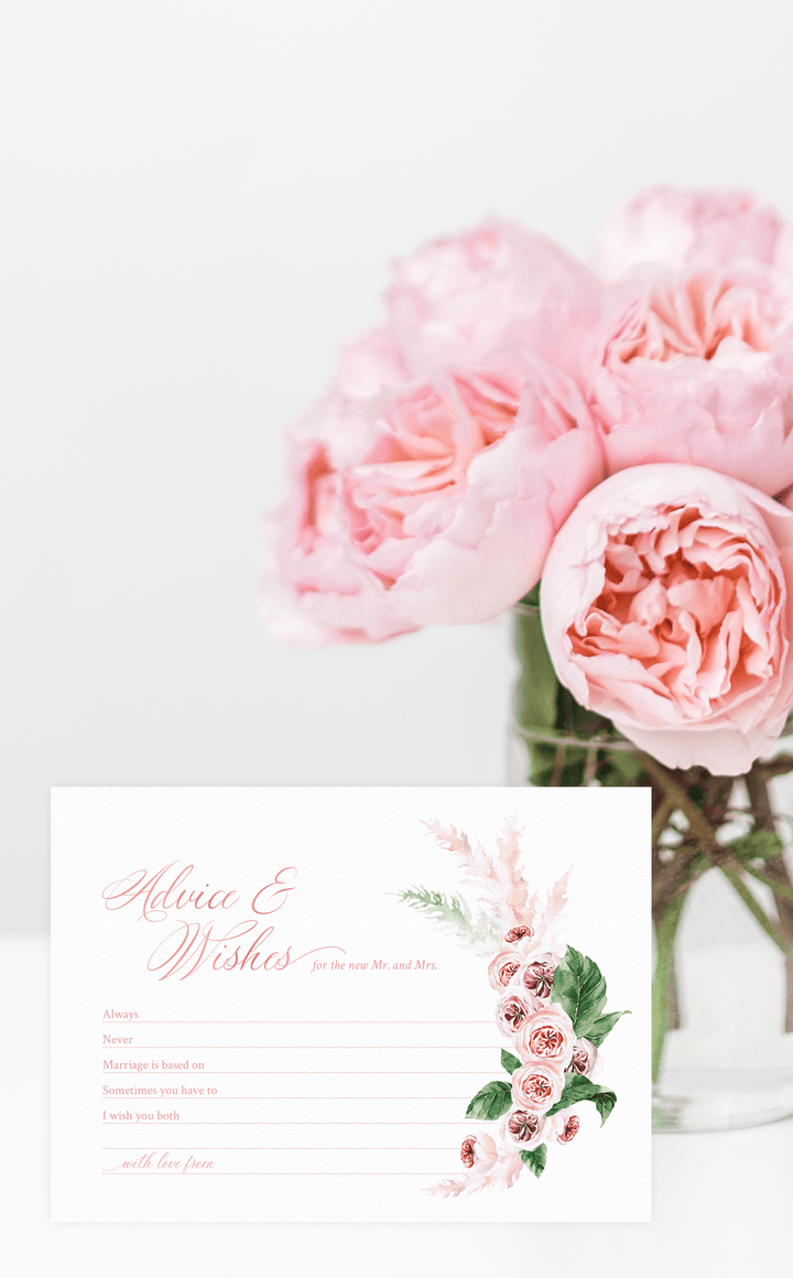 Blush Bridal Shower Advice and Wishes Cards - ARRA Creative