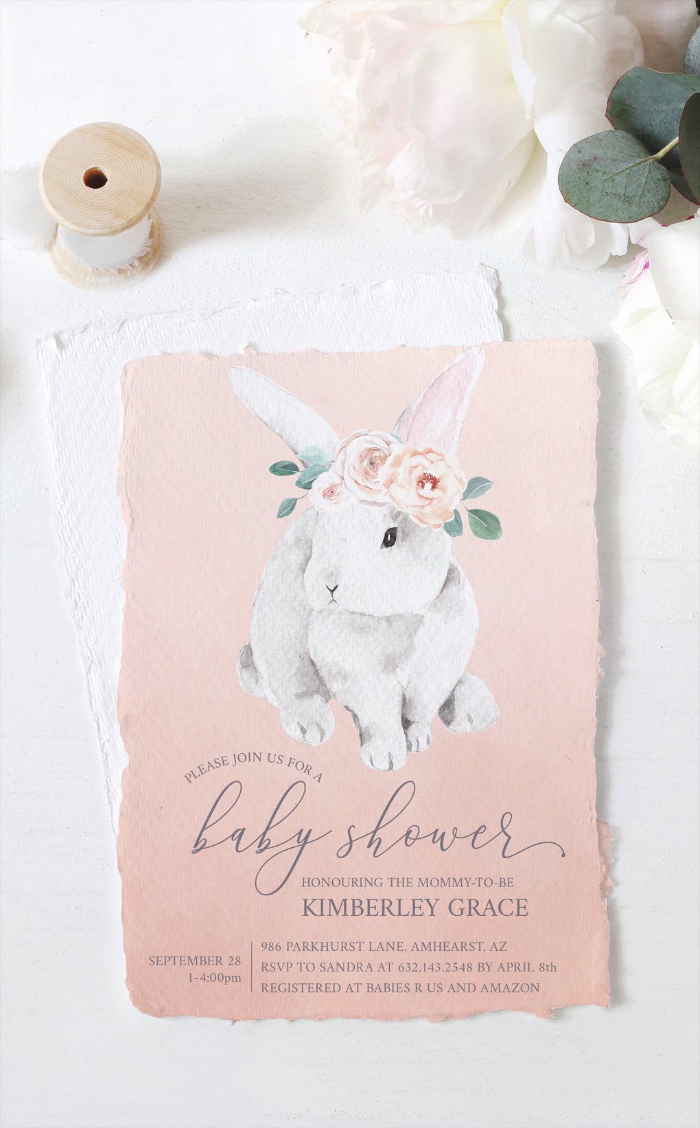 bunny baby shower invitations